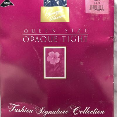 Vtg PRIMROSE Signature Collection Tight Opaque Navy Tights Size 1X-2X Sandalfoot